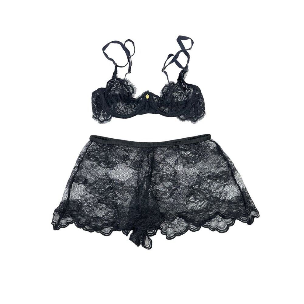 Gooseberry Intimates - Dainty Bra & You Shorts in Black